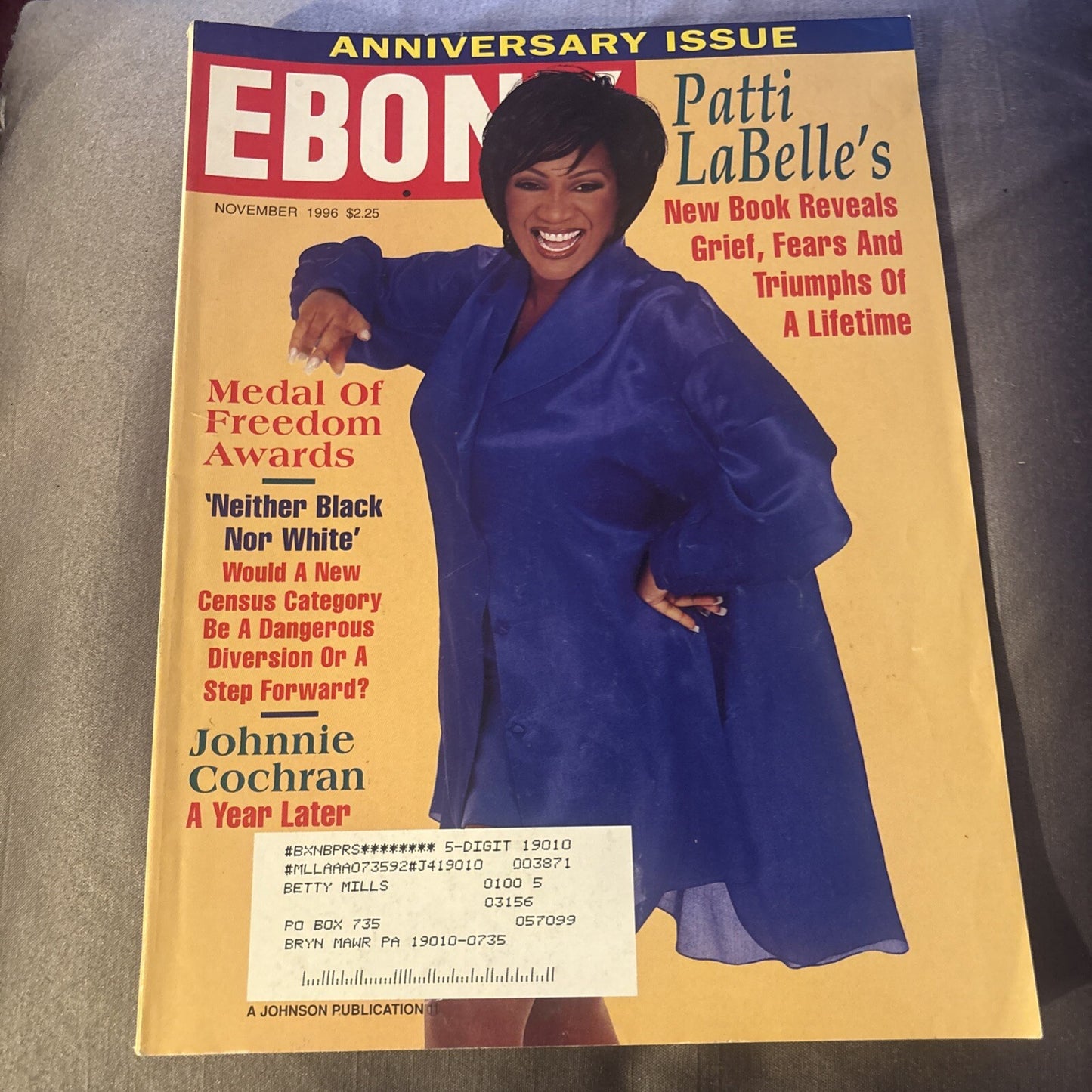 EBONY MAGAZINE November 1996 Patti Labelle Medal Of Freedom Awards