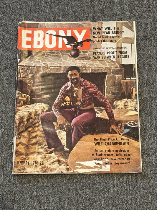 EBONY MAGAZINE WILT CHAMBERLAIN AFRICAN AMERICAN JANUARY 1974 RARE OOP