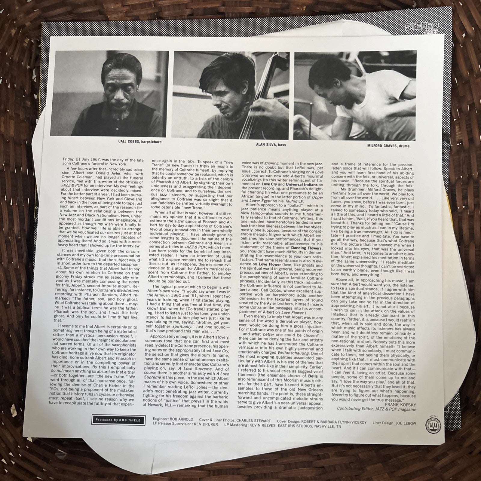 Albert Ayler: Love Cry LP Yellow Vinyl Third Man Records 2023 Limited Pressing
