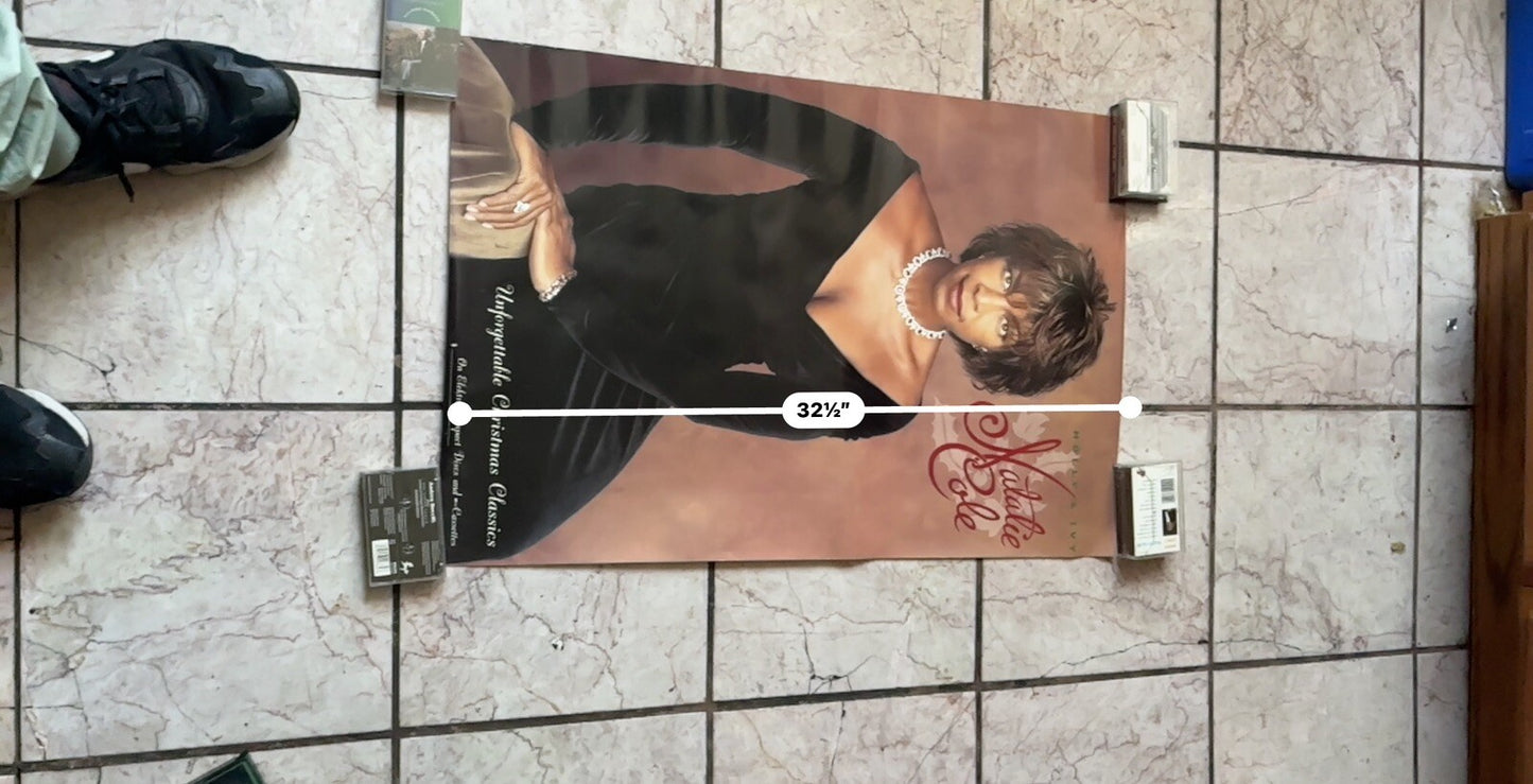 Original 1990s Album  Promo Poster Natalie Cole Holly & Ivy Radio Record Store