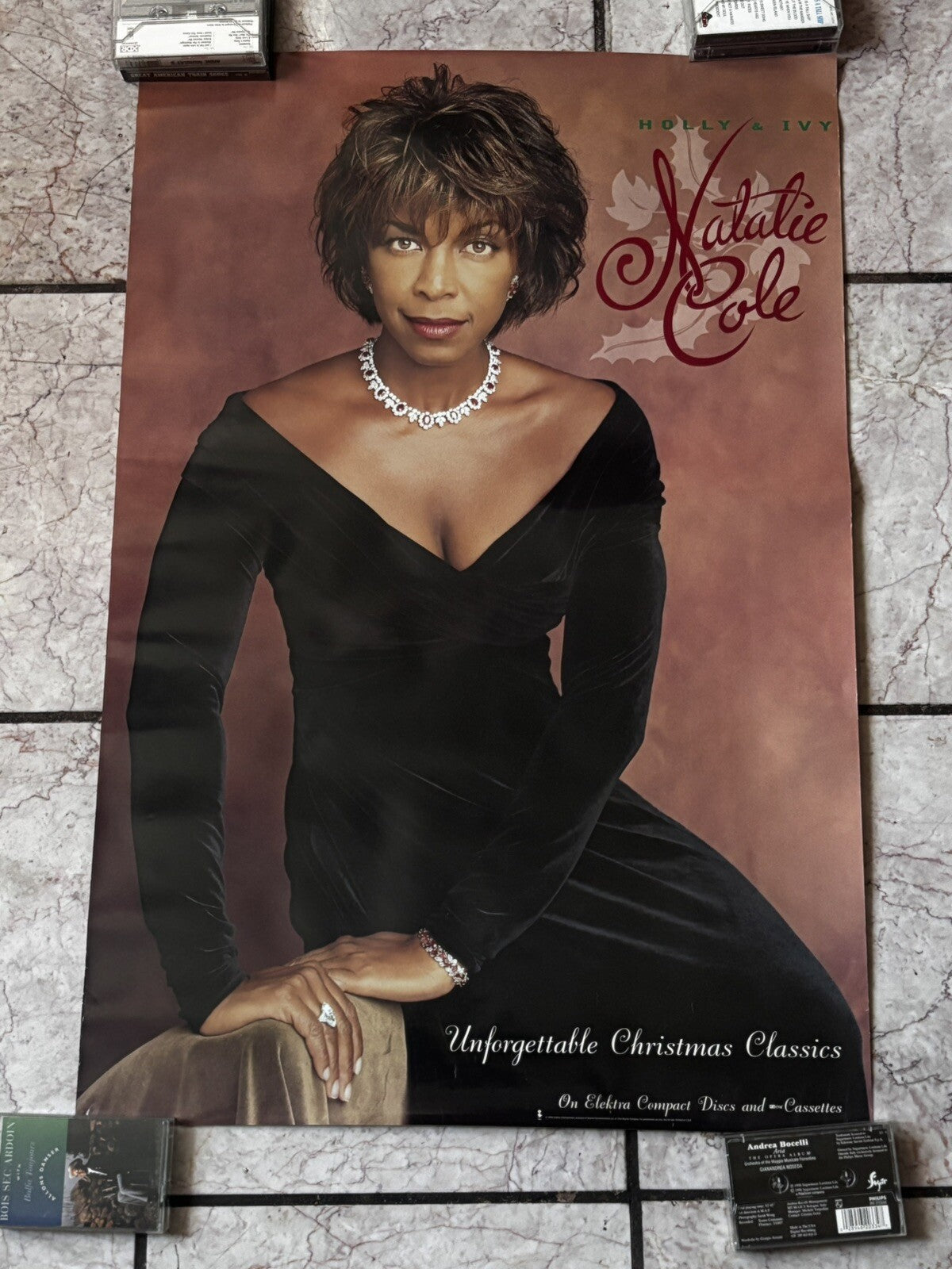 Original 1990s Album  Promo Poster Natalie Cole Holly & Ivy Radio Record Store