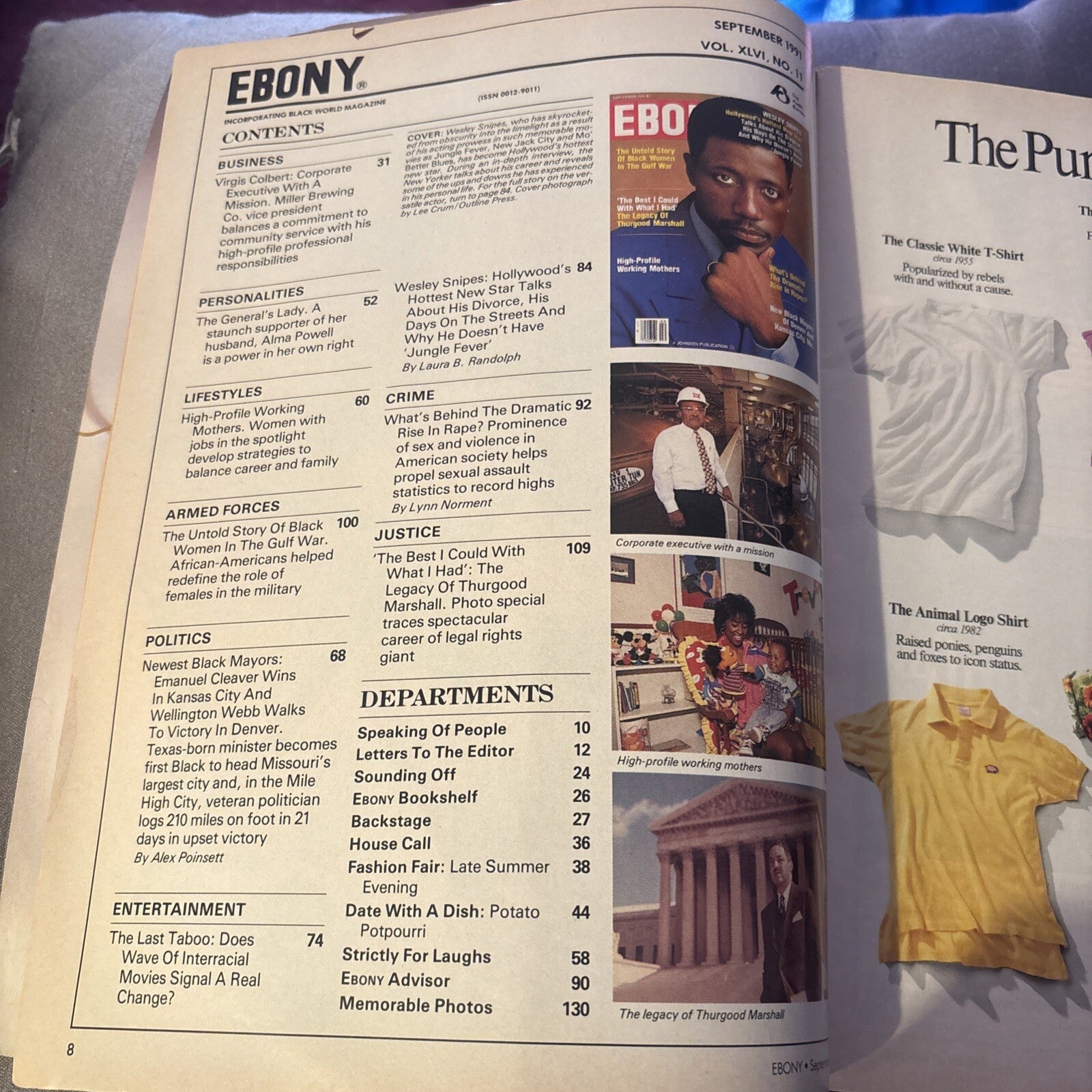 1991 SEPTEMBER EBONY MAGAZINE - WESLEY SNIPES COVER -