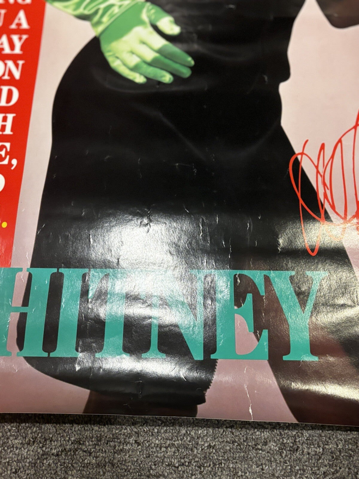 1986 Whitney Houston Arista Records Thanks Holiday Season  Promo Poster RARE